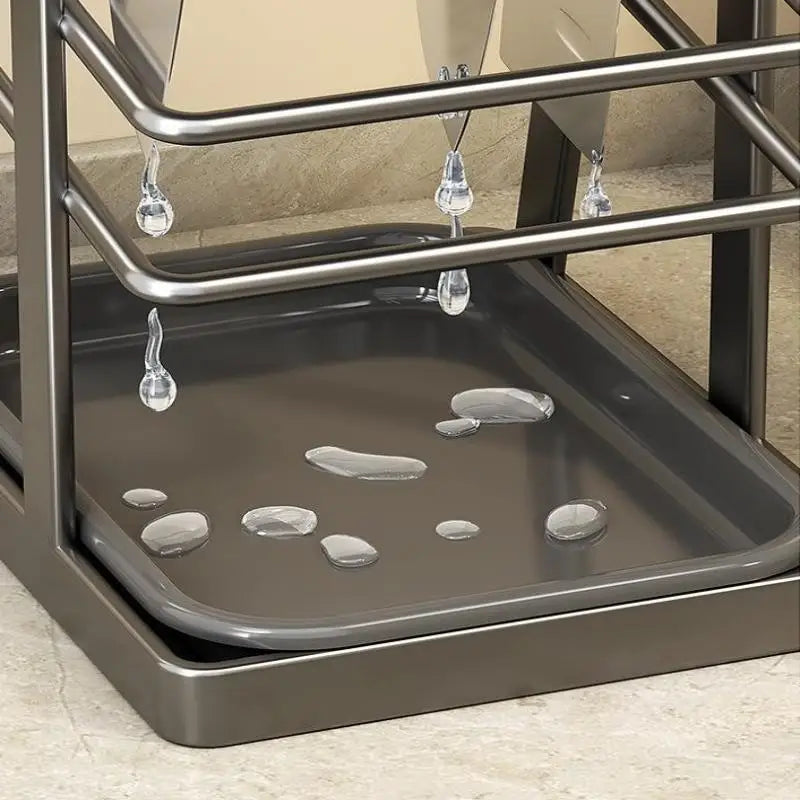 Kitchen Utensils Storage Holder Square Space Saving Cutting Tool Storage Rack Countertop Drainage Plating Multifunctional〔CC11〕