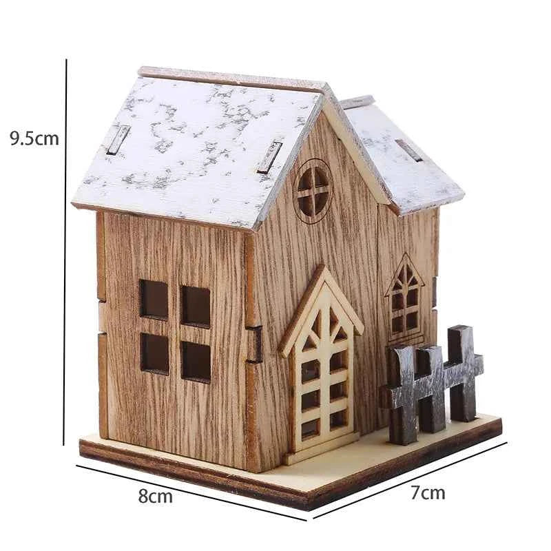 1pc Luminous Wooden House Ornaments, Christmas Decorations, Luminated LED Wooden Christmas Houses Christmas Tabletop Decorations