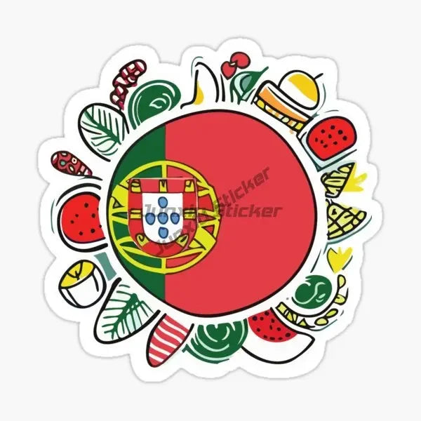 Portugal Flag Map National Emblem Creative PVC Sticker for Decorate Car Motorcycle Bicycle Helmet Window Wall Decal Accessories