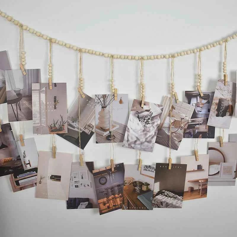 Photo Display Wall Hanging Decor Boho Home Decoration Wooden Beads Macrame Tapestry For Wall Hanging Room Decors Aesthetic Gift
