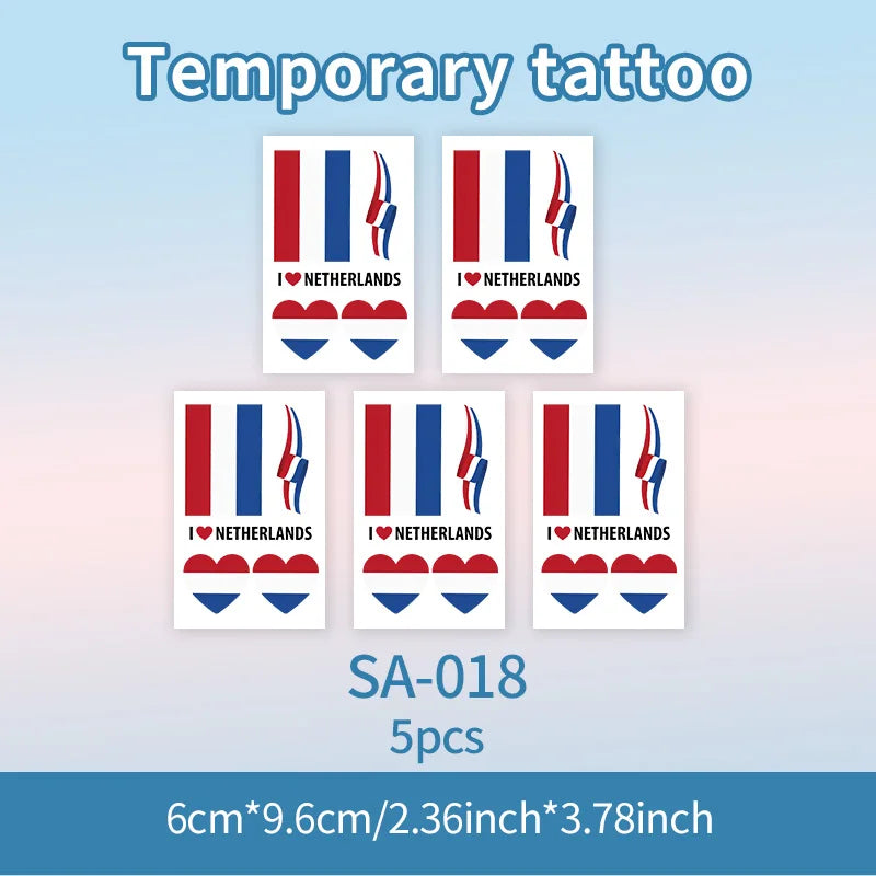 Netherlands Flag Temporary Tattoo Sticker, Long-lasting and Waterproof, Festival, Football, Soccer Fan Face Stickers, Arm, Face