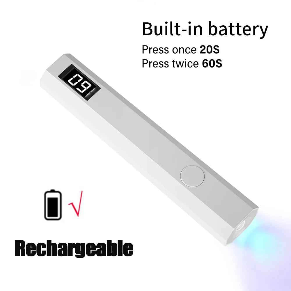 Handheld UV Light for Gel Nails Portable UV Nail Lamp Rechargeable LED Nail Lamp for Nails Art Desk Stand