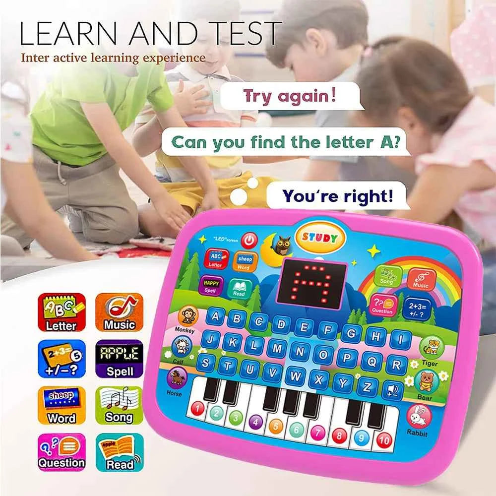 Kids’ Education Tablet Toy, Age 3+ Literacy Math Music Learning, Doubles as Electronic Keyboard, Birthday Christmas Gift