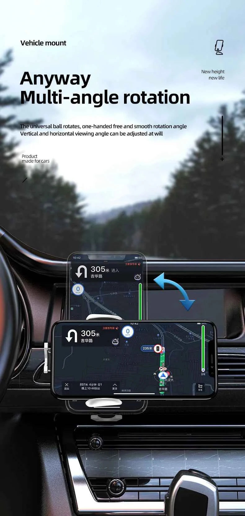 Wireless Charger Car Mount for Air Vent Mount Car Phone Holder Rotating Intelligent Infrared Fast Wireless Charging Charger