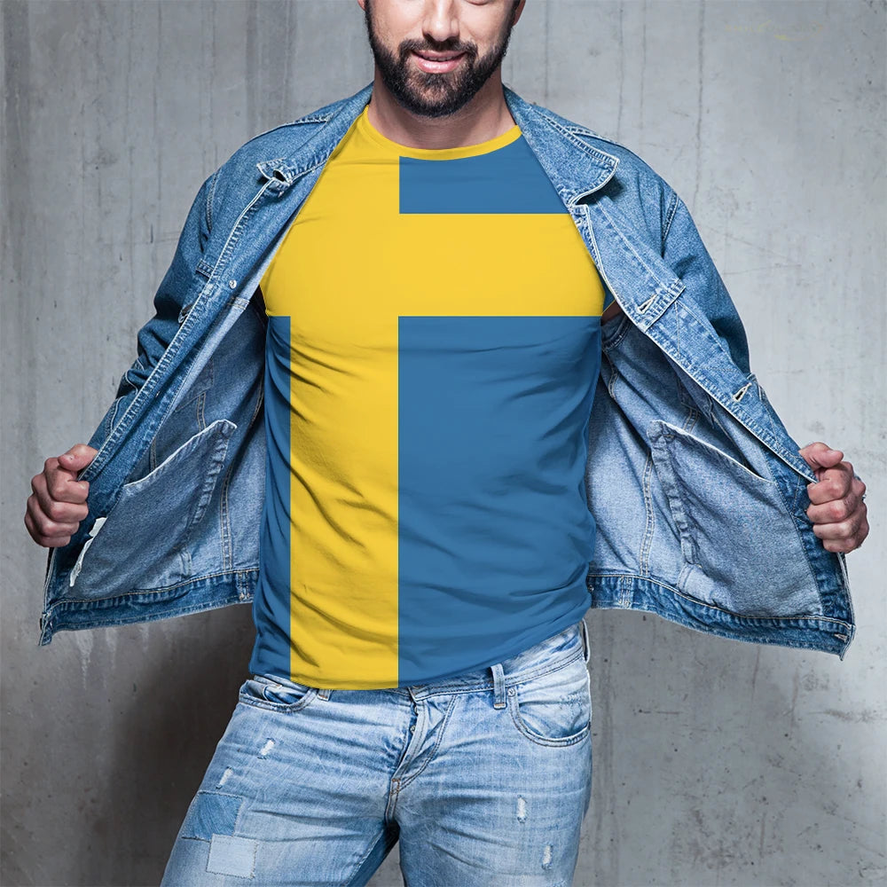 Swedish Flag Football Team T shirt Sweden Badge Sports Fans Gift Summer Tees 3D Print T-shirts for Men & Women Fashion Clothing
