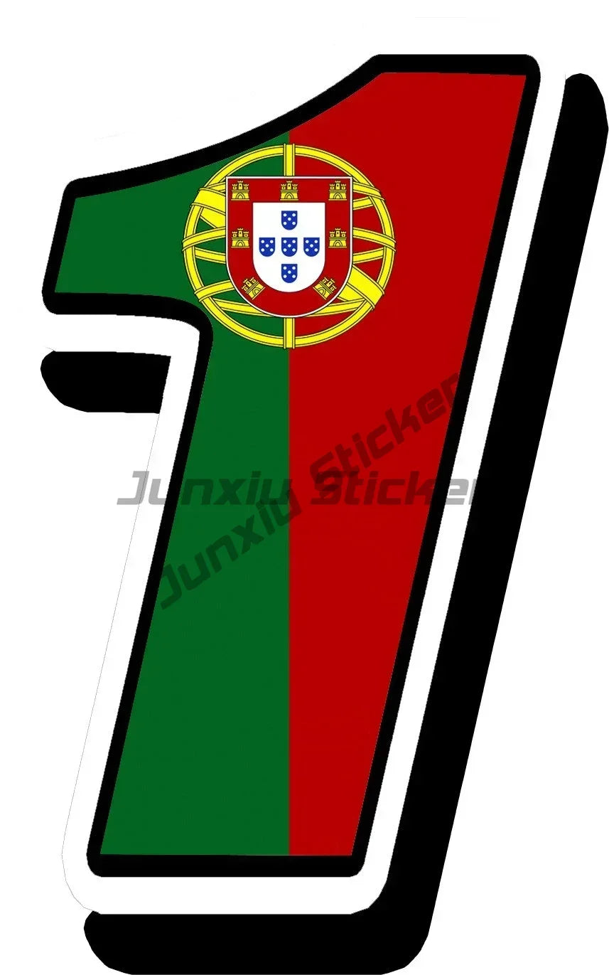 Portugal Flag Map Emblem Stickers High-Quality Viny Portugal Coat of Arms Portuguese Flag Racing Numbers Decal Perfect for Cars