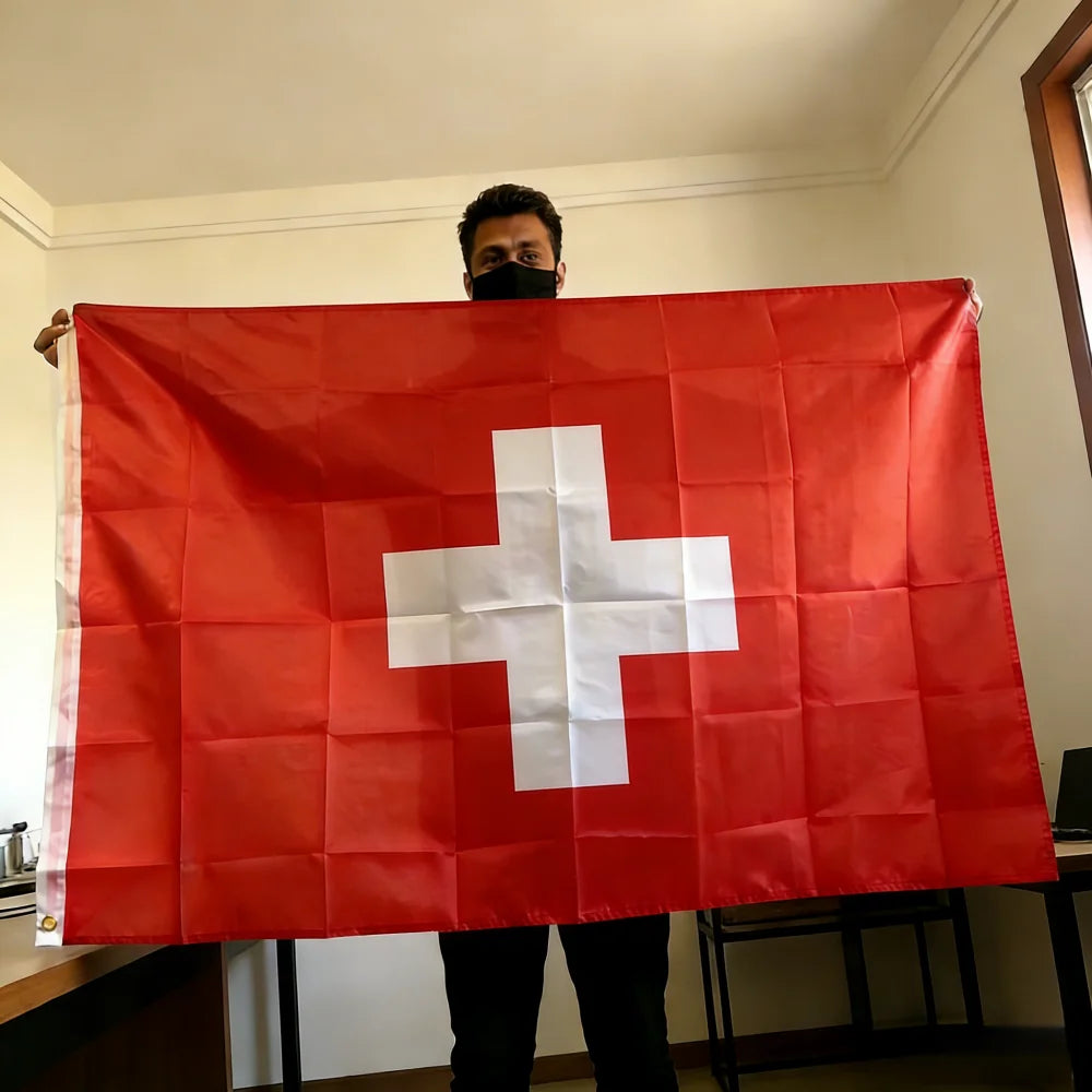 Switzerland Flag 150x90cm Large 3x5 FT Swiss Cross Flag Polyester Double Stitched Outdoor Indoor Decoration