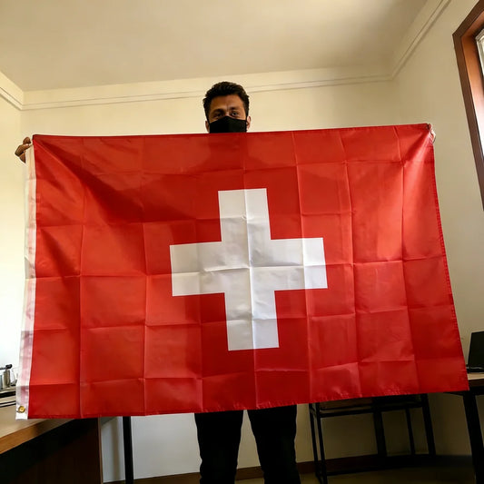 Switzerland Flag 150x90cm Large 3x5 FT Swiss Cross Flag Polyester Double Stitched Outdoor Indoor Decoration