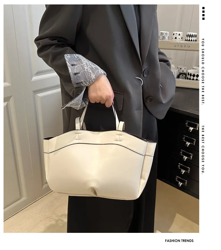 Women Tote Bag Underarm Bag Large Capacity PU Leather Shoulder Bags Vintage Solid Crossbody Bag Trendy Briefcase Bags with Purse