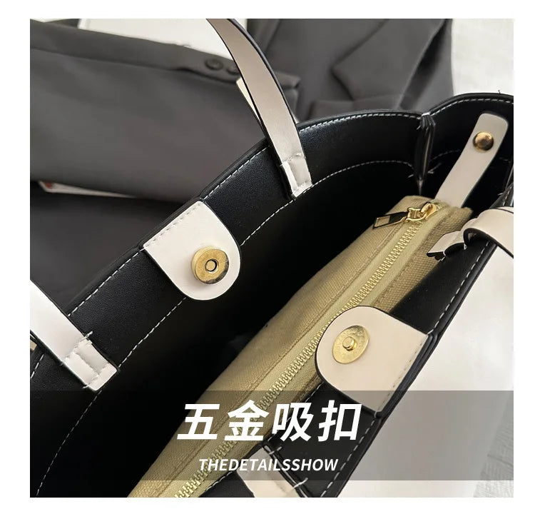 Women Tote Bag Underarm Bag Large Capacity PU Leather Shoulder Bags Vintage Solid Crossbody Bag Trendy Briefcase Bags with Purse