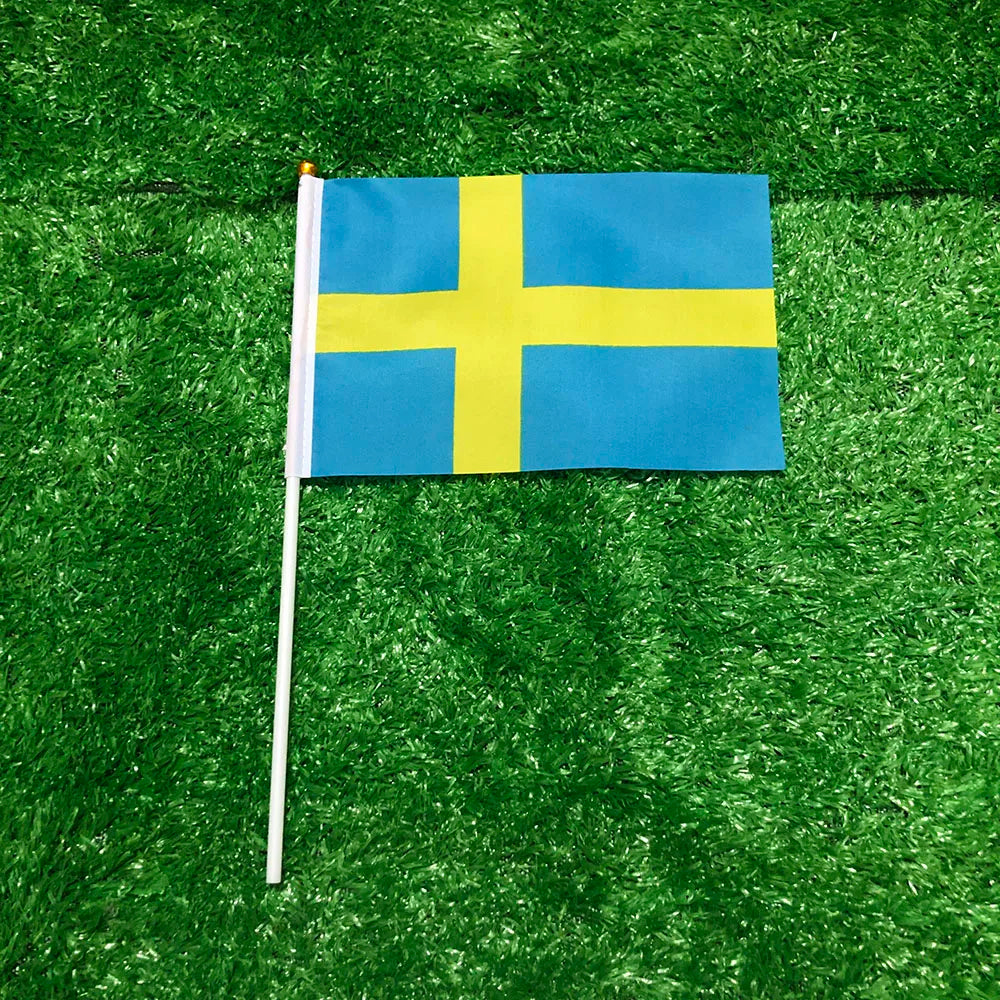 SKY FLAG Sweden hand flag 14x21cm polyester double side penetration Sweden Swedish hand Flag for decoration