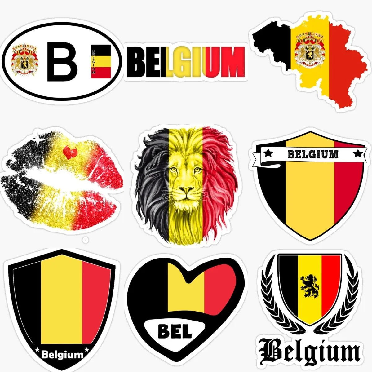 Belgium B Flag Map Emblem Creative Stickers Vinyl Helmet Wall Room Truck Window Motorcycle Camper Laptop Car Decal Assecories