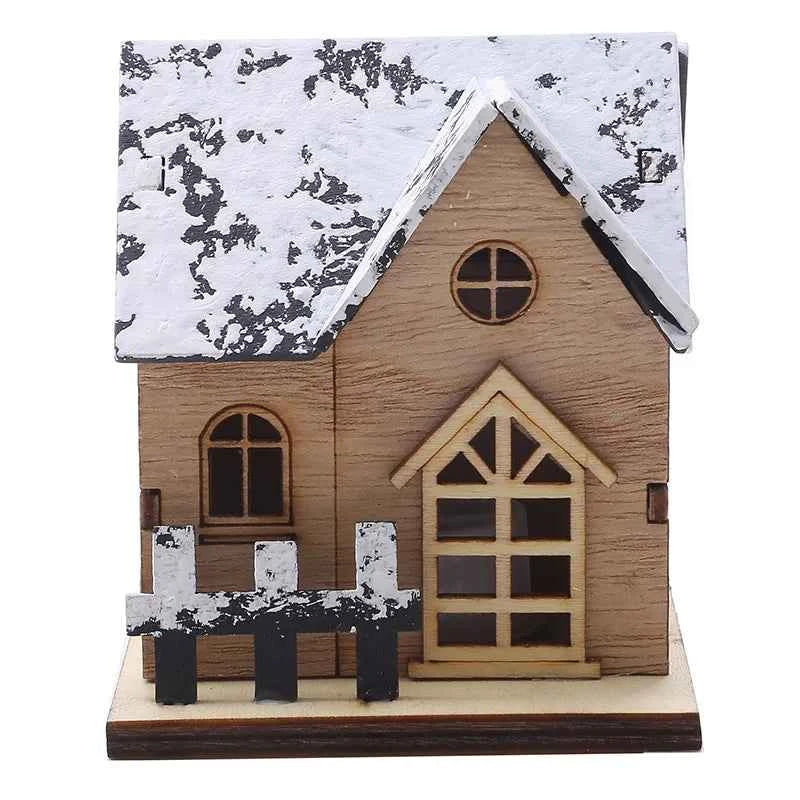1pc Luminous Wooden House Ornaments, Christmas Decorations, Luminated LED Wooden Christmas Houses Christmas Tabletop Decorations