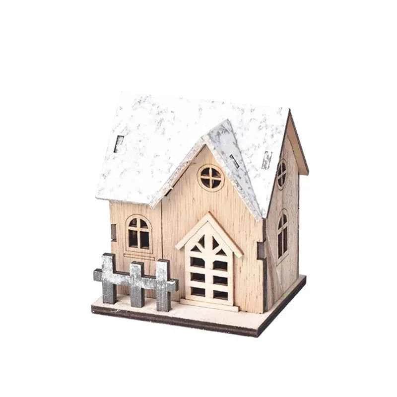 1pc Luminous Wooden House Ornaments, Christmas Decorations, Luminated LED Wooden Christmas Houses Christmas Tabletop Decorations