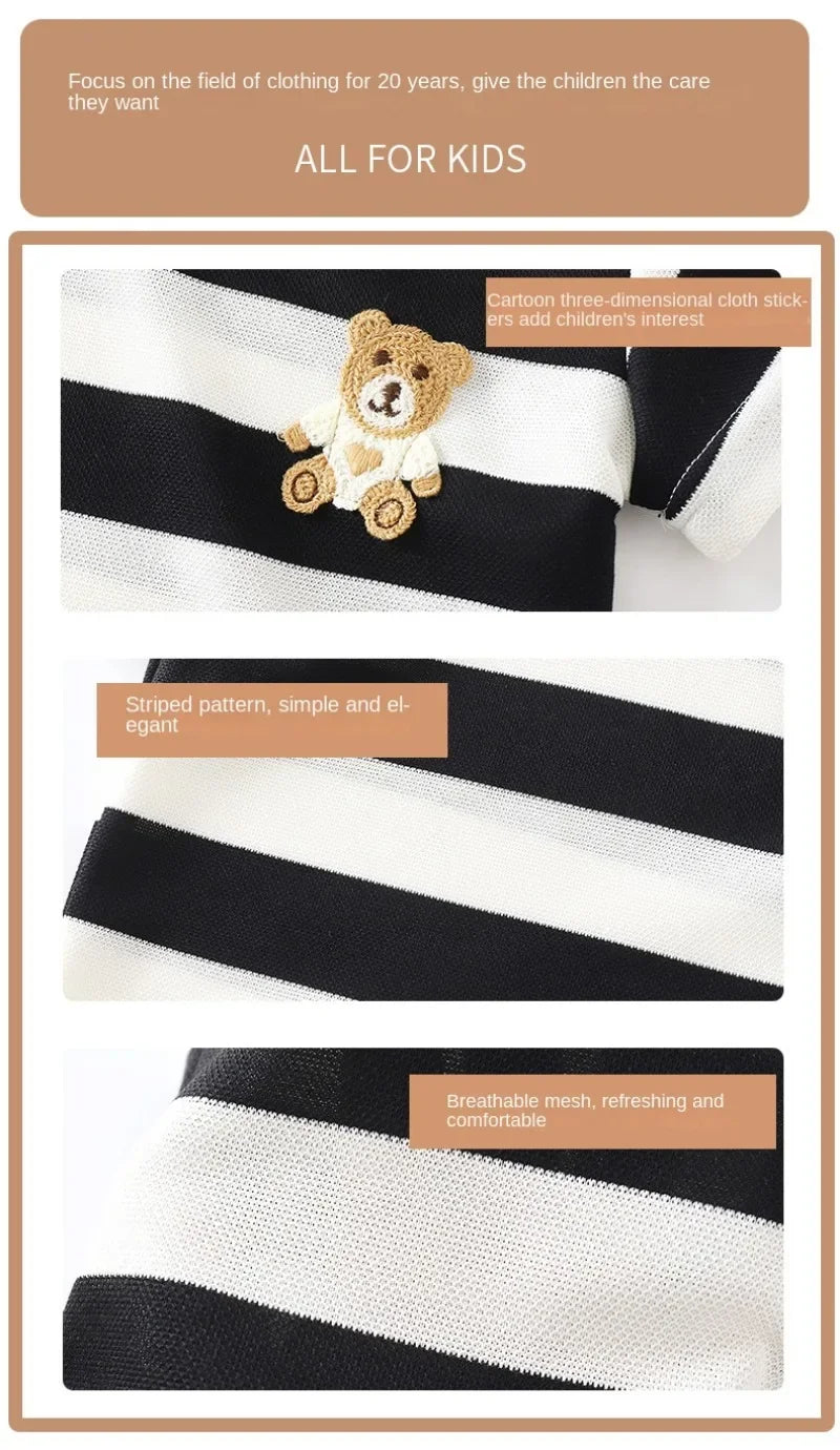 Summer Children Sets Boys Girls Short-sleeved Striped T-shirt +Shorts Set Babies Fashion Round Neck Tracksuits Kids Suits