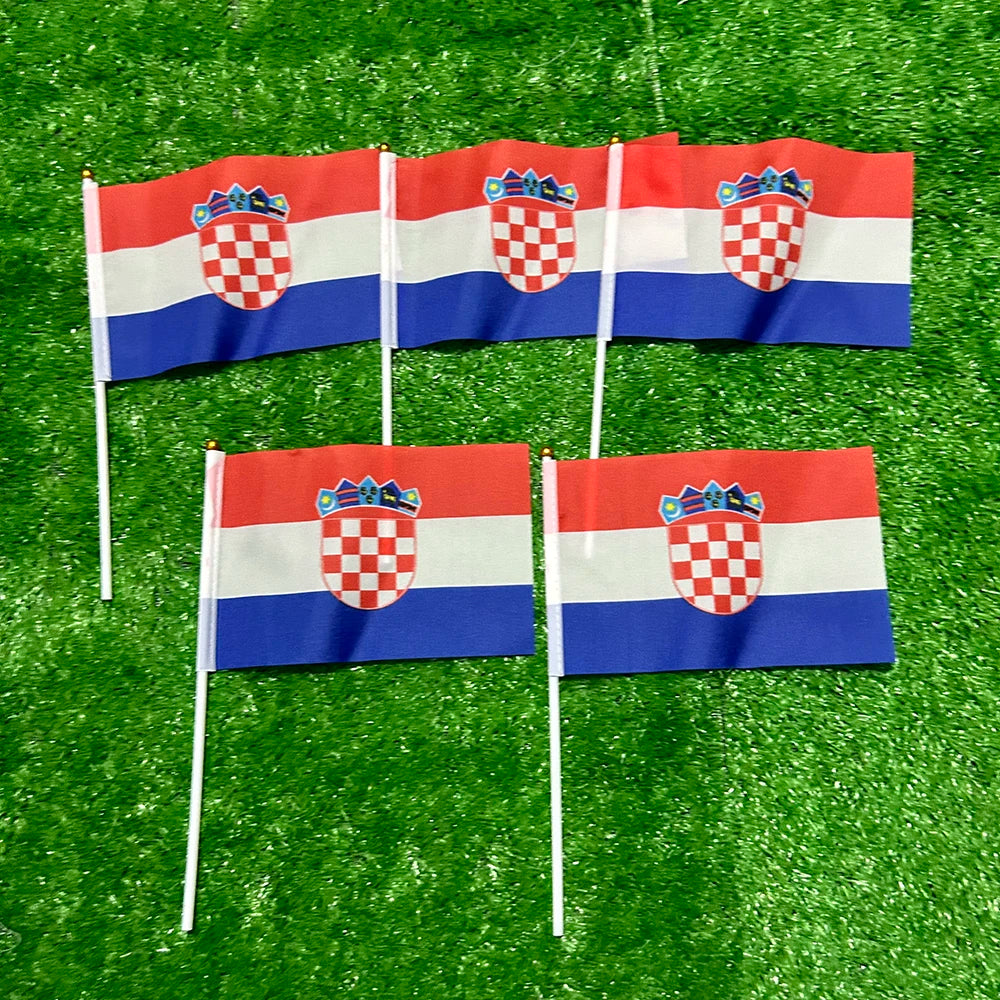 SKY FLAG Croatia hand Flag 10/20/50/100pcs 21*14cm Croatia Hand Waving Flags With plastic pole For Sports Activity Home Decor