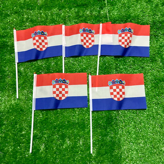 SKY FLAG Croatia hand Flag 10/20/50/100pcs 21*14cm Croatia Hand Waving Flags With plastic pole For Sports Activity Home Decor