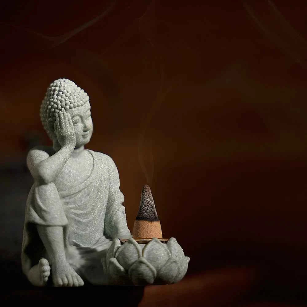 Household aromatherapy decorations new Chinese new ornaments living room Zen tea desktop crafts small sitting Buddha sculpture