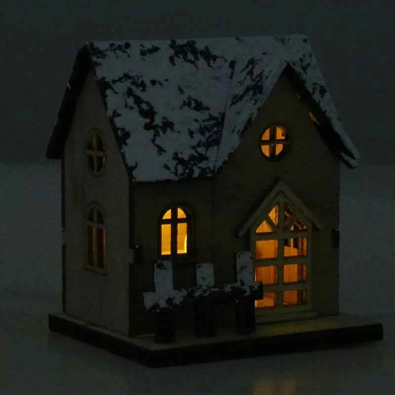 1pc Luminous Wooden House Ornaments, Christmas Decorations, Luminated LED Wooden Christmas Houses Christmas Tabletop Decorations