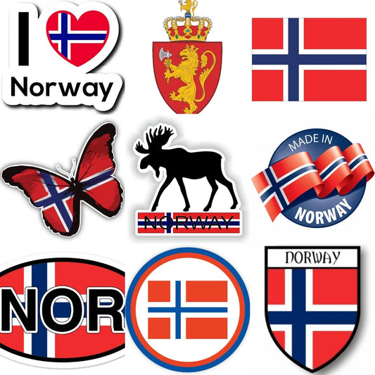 NOR Norway Flag Map Emblem Creative PVC Car Stickers for Car Van Motorcycle Helmet Window Wall Decoration Accessorie