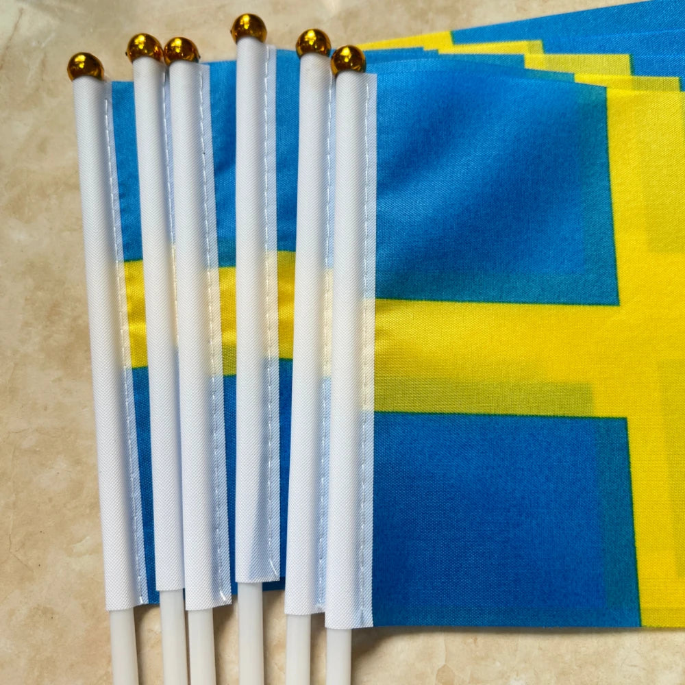 Sweden Hand flag 14x21cm double-sided permeable polyester Swedish hand flag decorated for holiday party sports