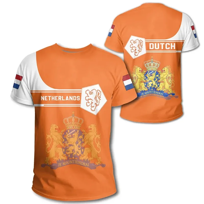 NETHERLANDS Flag 3D Print Sport Quick-dry Breathable Men Women T-Shirt Outdoor Football Uniform Team Training Fan Short-sleeve