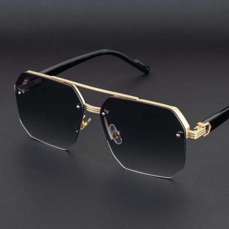 New Retro Double Bridges Square Eyewear Metal Men Sunglasses Fashion Gradient Shades UV400 Women Sun Glasses