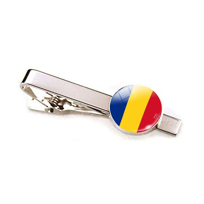 Europe Countries National Flag Tie Clips Men Fashion Metal Tie Bar Clip Spain UK France Italy Poland Flag Pins
