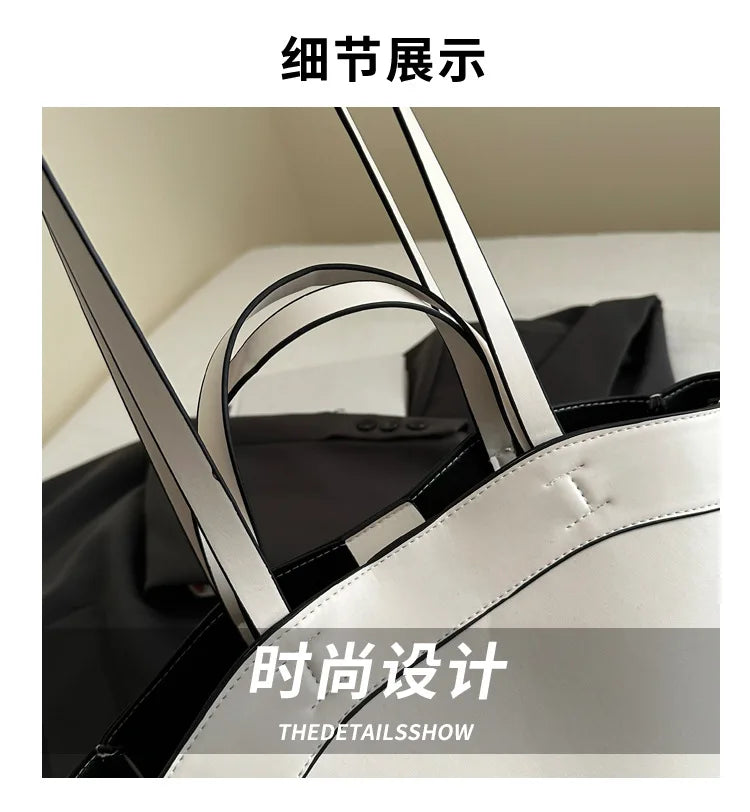 Women Tote Bag Underarm Bag Large Capacity PU Leather Shoulder Bags Vintage Solid Crossbody Bag Trendy Briefcase Bags with Purse