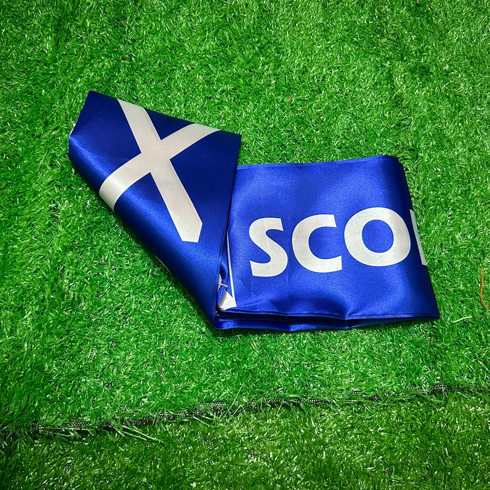 2026 Scotland Scarf 14x135cm Double-sided Printed Satin Scotland Flag Scarf Tassels Suitable for Football, Sports, Events
