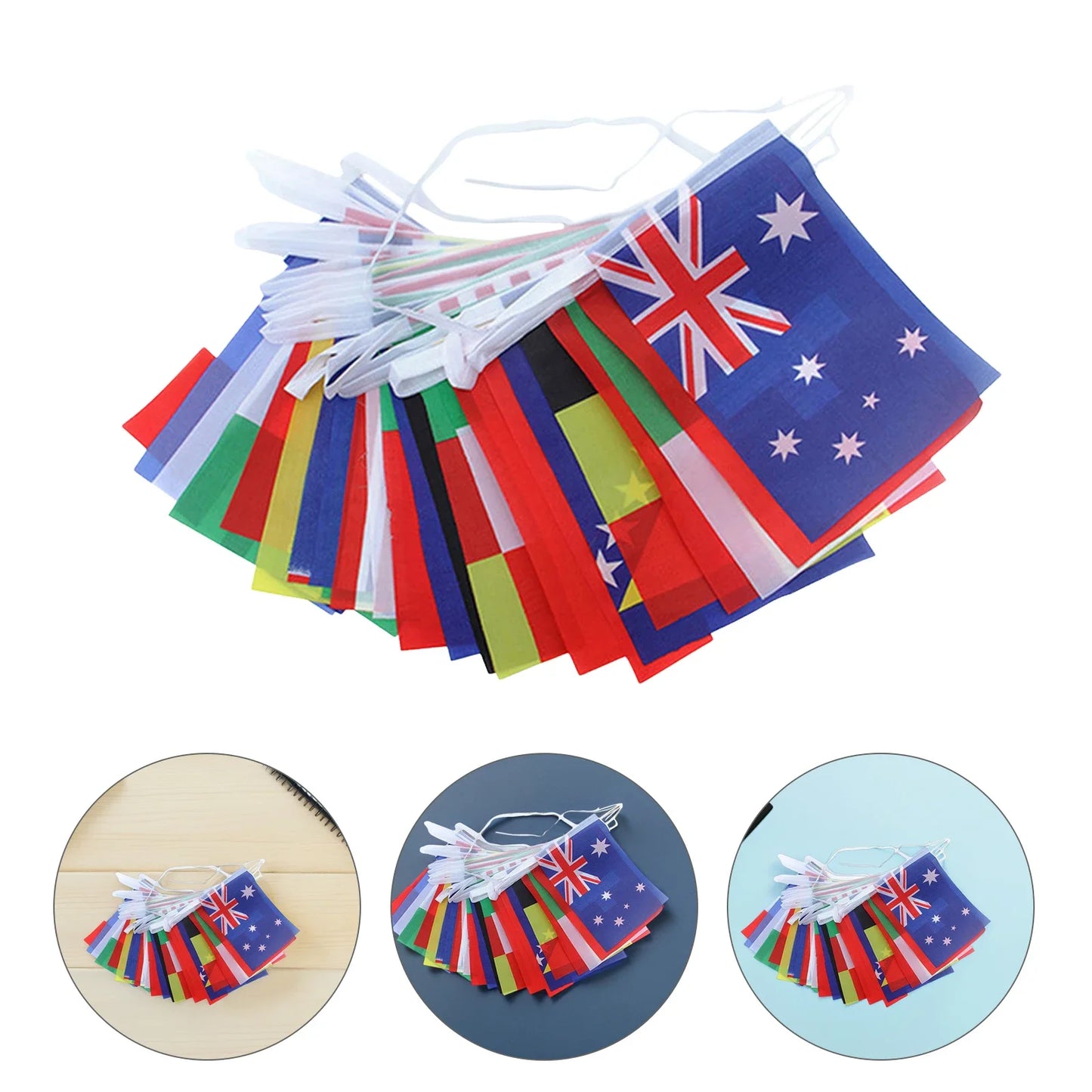2026 Football World Flag 14x21cm 20x28cm 48pcs Small hand Flag string Flag Hanging Bar Store Supermarket Football cup Event