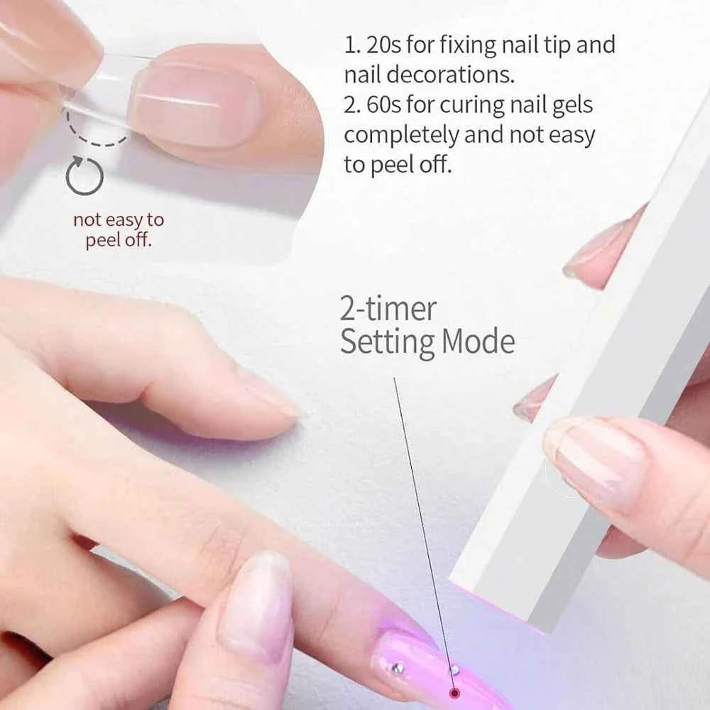Handheld UV Light for Gel Nails Portable UV Nail Lamp Rechargeable LED Nail Lamp for Nails Art Desk Stand