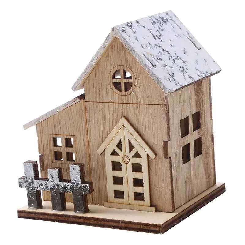 1pc Luminous Wooden House Ornaments, Christmas Decorations, Luminated LED Wooden Christmas Houses Christmas Tabletop Decorations