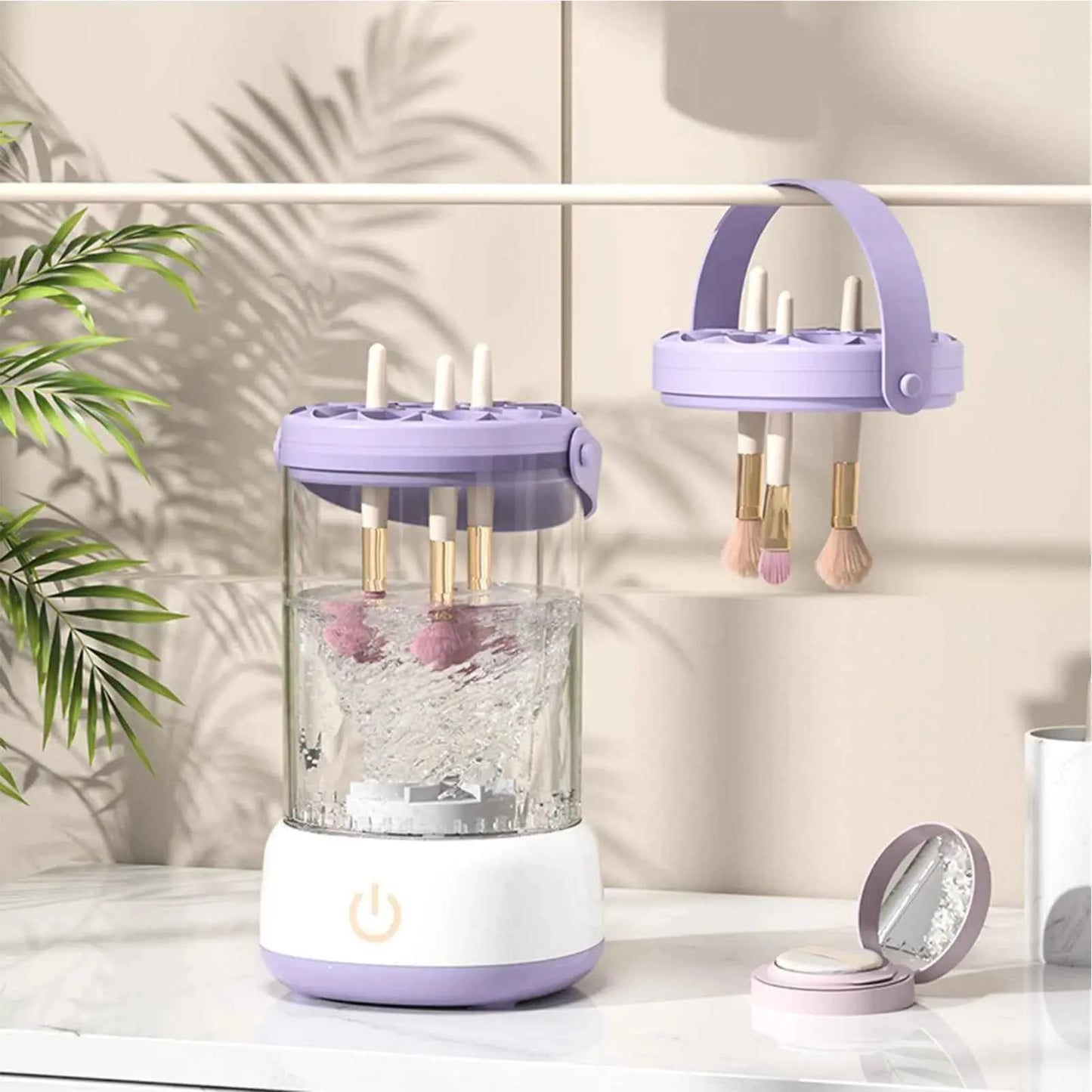 Makeup Brush Cleaner Makeup Tool Washer Portable Automatic Cosmetic Brushes Cleaner Machine for Home Vanity Travel Professional