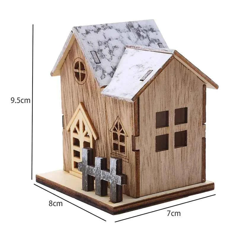 1pc Luminous Wooden House Ornaments, Christmas Decorations, Luminated LED Wooden Christmas Houses Christmas Tabletop Decorations