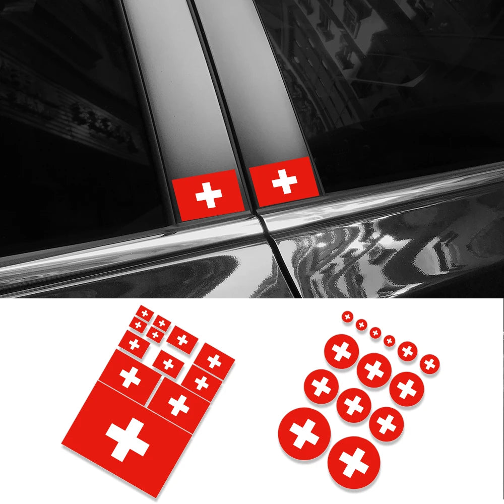 Swiss Flag Styling Car Sticker Switzerland Flag Design Vinyl Decal Personalization Auto Window Body Decor Sticker Accessories