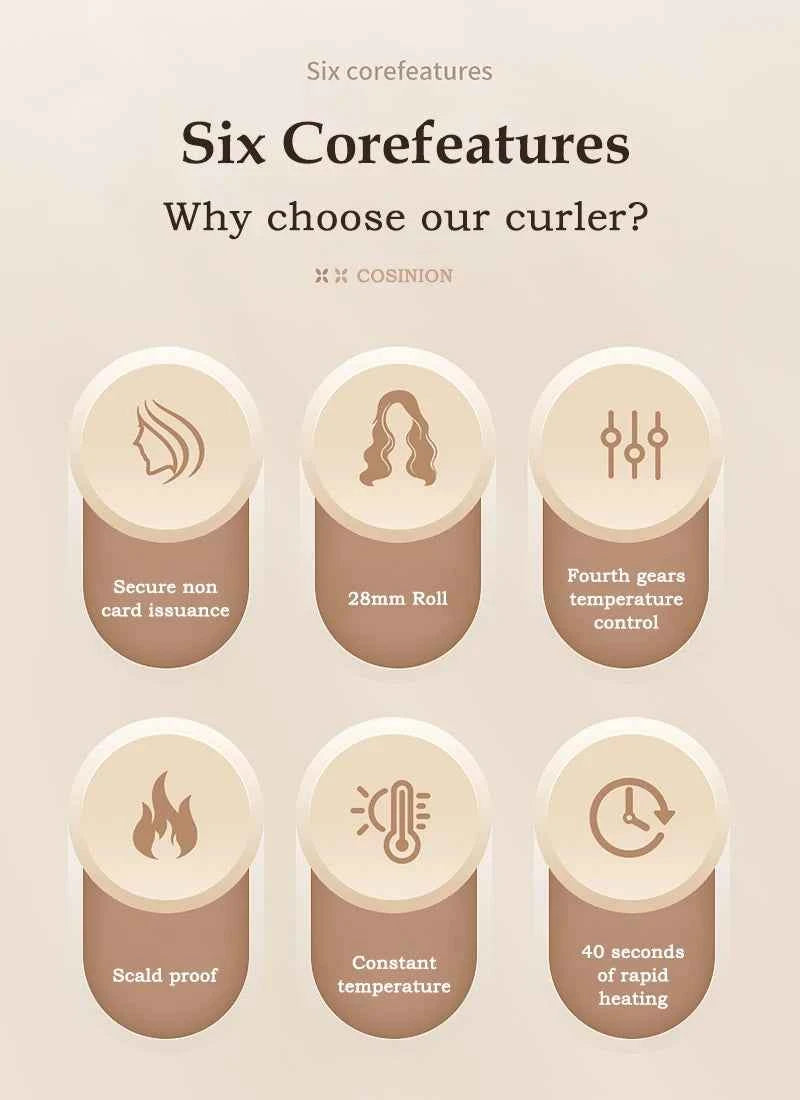 Automatic Hair Curler 28mm Negative Ions Electric Ceramic Curling Hair Stick Rotating Curl Waves Anti-Tangle Curling Iron Styler