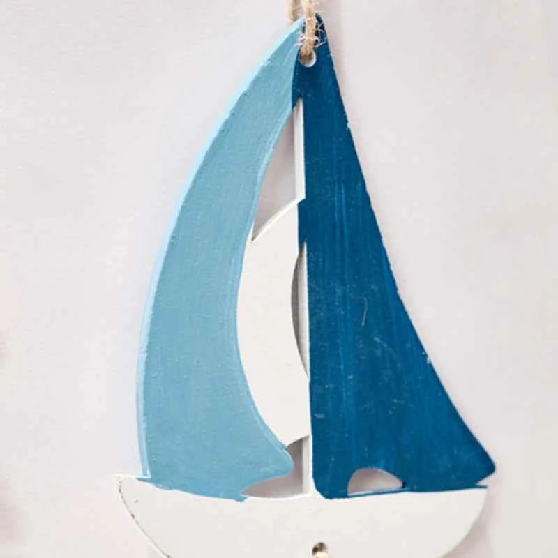Mediterranean Style Decorative Ornaments Artistic Home Background Kindergarten Wall Hanging Lighthouse Sailboat Wooden Crafts