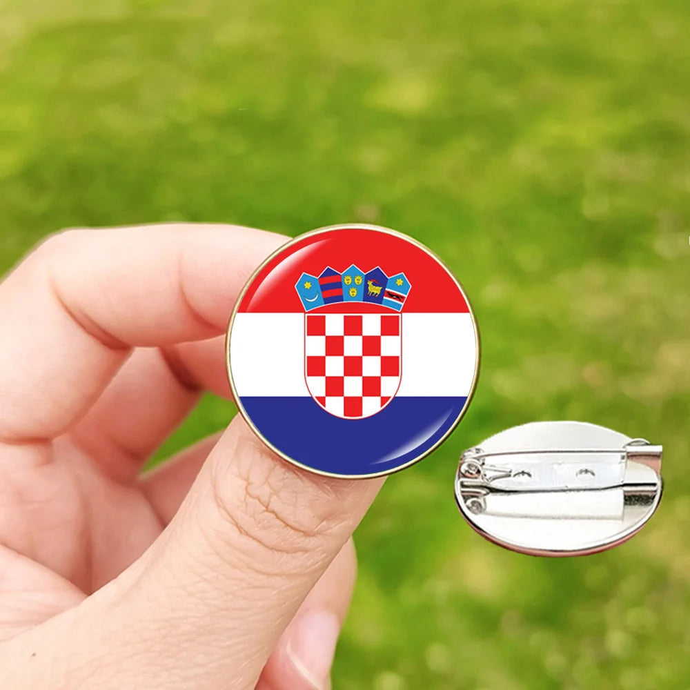 24 Football Flag Badge Pins Scotland Hungary Italy Croatia Spain Denmark England Serbia Romania Belgium Portugal Georgia Brooch