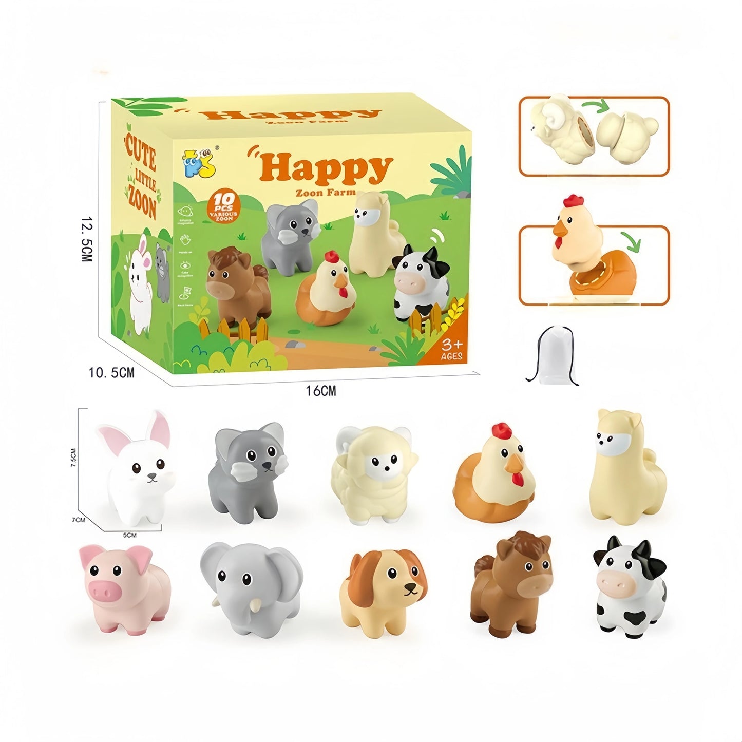 Toddler Toys,Montessori Preschool Learning Activities Animal Toy for Boys Girls,10 pcs Little People Animals Matching Games Fine