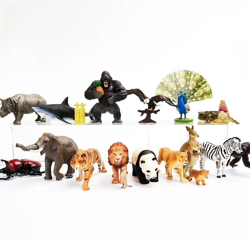 Wildlife Miniature Toys Realistic Tiger Elephant Lion Panda Chimpanzee Simulation Dolls for Children Educational Play Equipment
