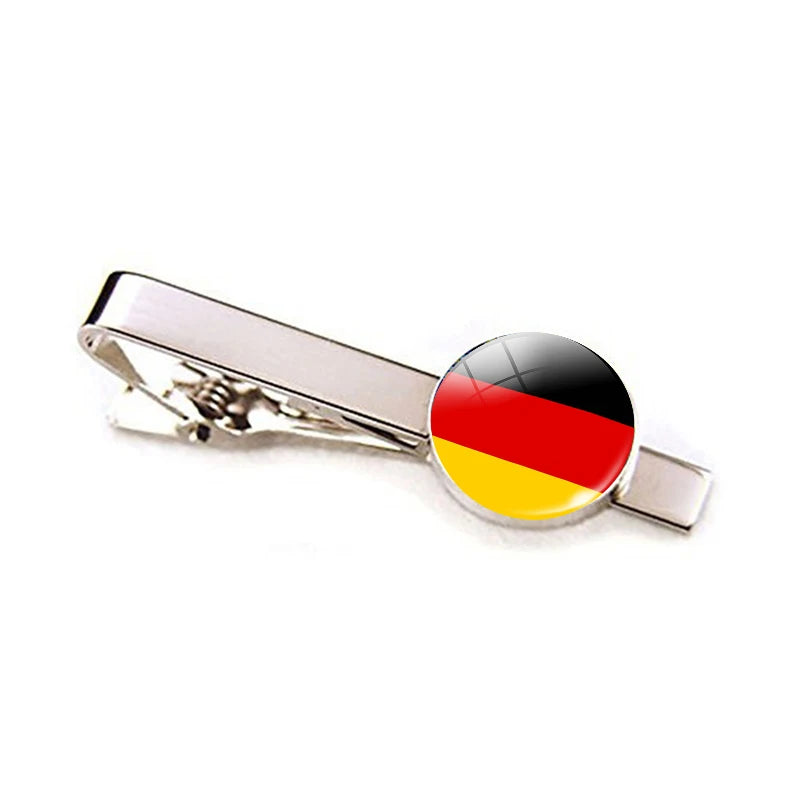 Europe Countries National Flag Tie Clips Men Fashion Metal Tie Bar Clip Spain UK France Italy Poland Flag Pins