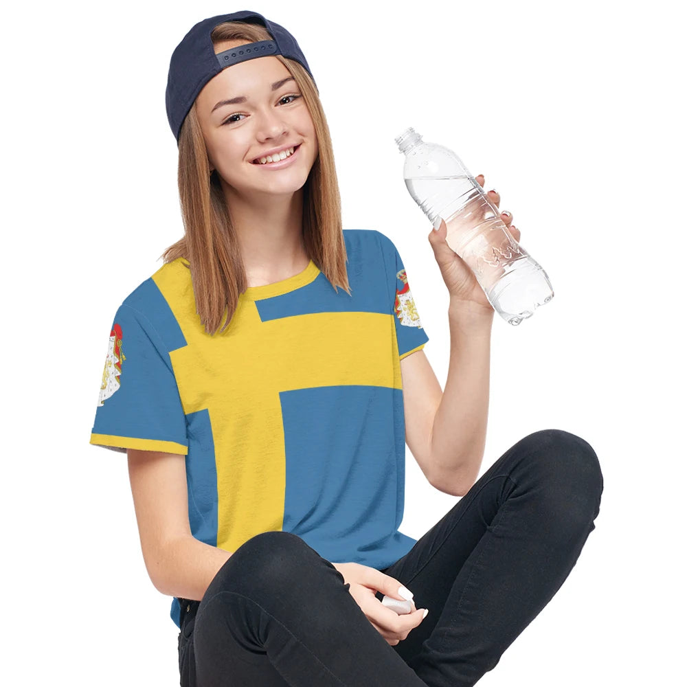 Swedish Flag Football Team T shirt Sweden Badge Sports Fans Gift Summer Tees 3D Print T-shirts for Men & Women Fashion Clothing