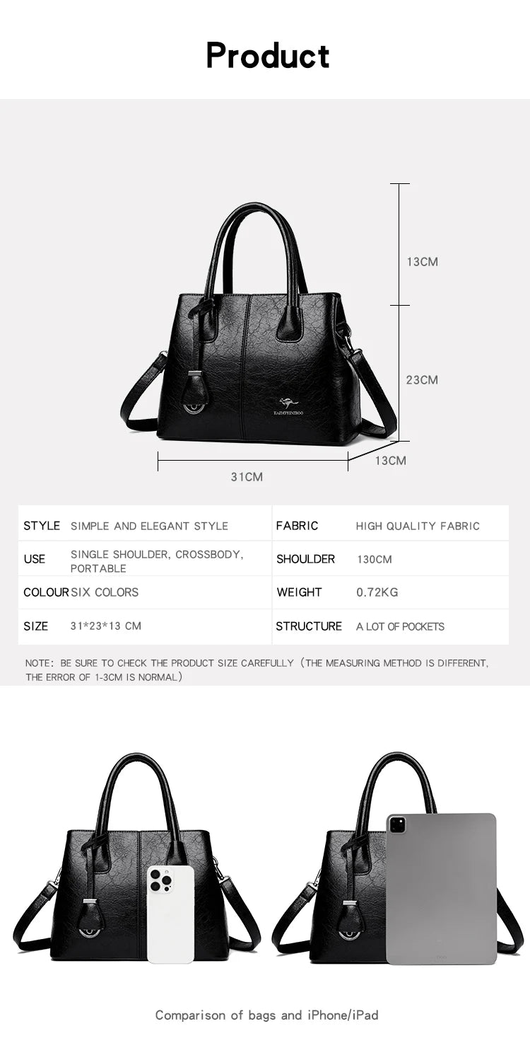 Women's PU Leather Handbags Ladies Large Tote Bag Female Square Shoulder Bags Bolsas Femininas Sac Fashion Crossbody Bags Purse