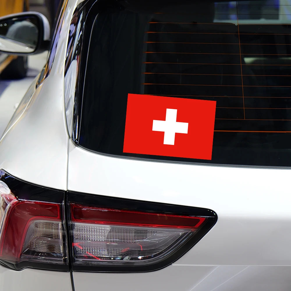Swiss Flag Switzerland Stickers Vinyl Decals Auto Motorcycle Custom Body Bumper Notebook Laptop Personality Car Styling Decor