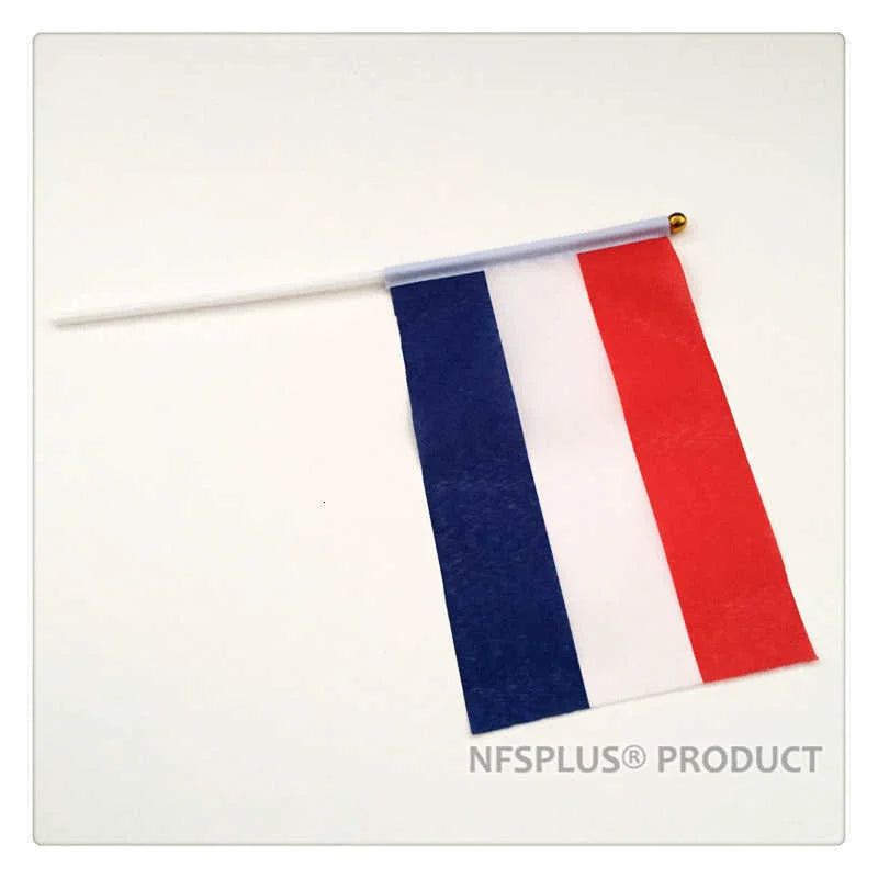 10PCS Mini Netherlands Flag Holland 14x21cm Hand Held Small Dutch Flags With Plastic Stick Flagpoles Decoration Celebration