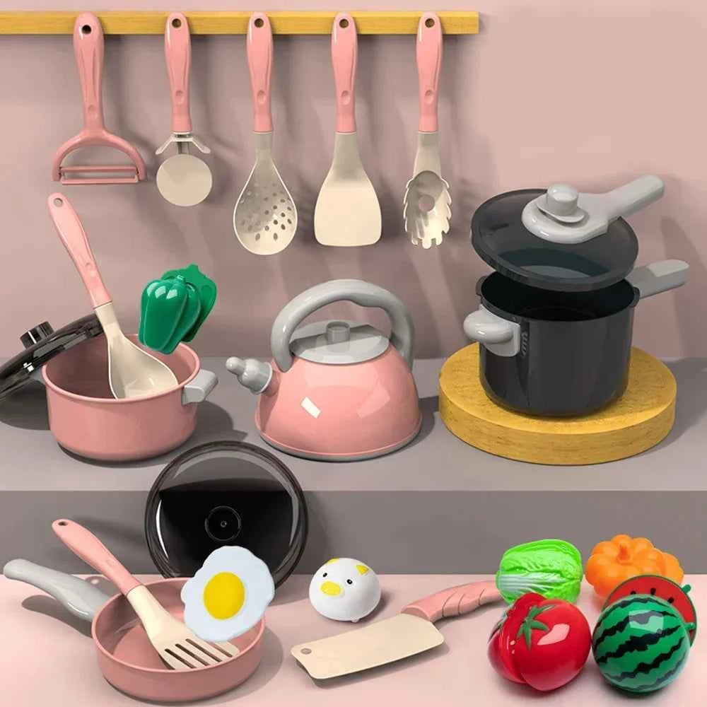 Kids Kitchen Toys Set 92/69/59 PCS Play Kitchen Accessories Kit with Play Pots Pretend Food Cooking Toy Toddler Girls Boy Gift