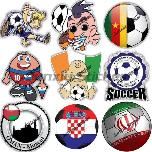 Flag Soccer Club Fan Girl Sticker Cartoon Funny Flag Soccer College Sport Decal Stickers for Cars Helmet Motorcycle Stickers