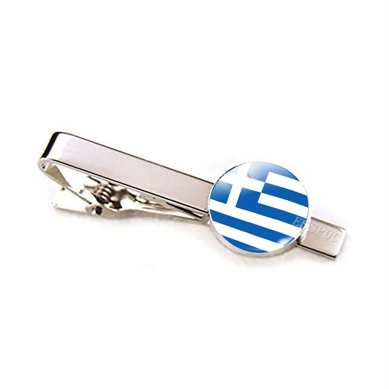 Europe Countries National Flag Tie Clips Men Fashion Metal Tie Bar Clip Spain UK France Italy Poland Flag Pins