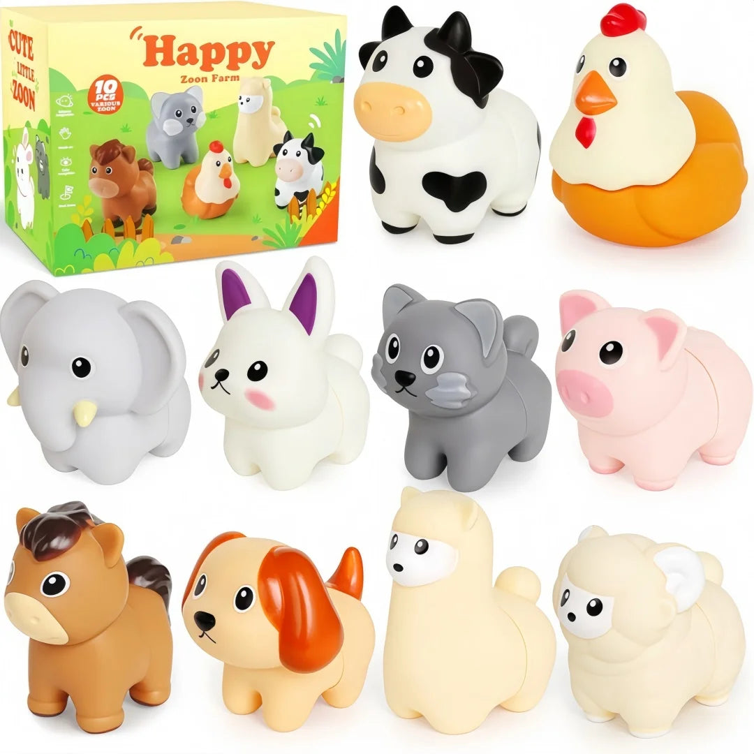 Toddler Toys,Montessori Preschool Learning Activities Animal Toy for Boys Girls,10 pcs Little People Animals Matching Games Fine